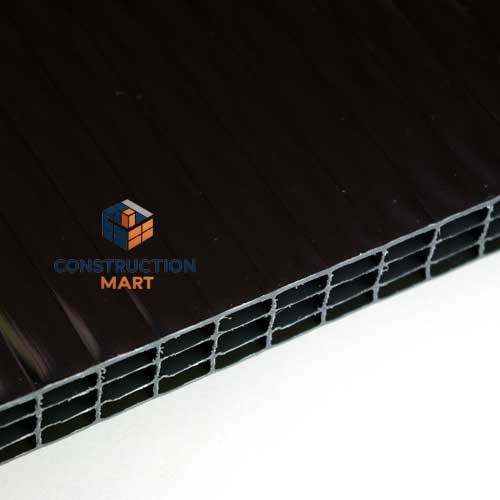 Brown 10mm four wall polycarbonate sheet providing UV resistance and thermal insulation
