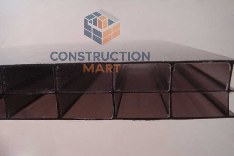 Brown 20mm triple wall polycarbonate sheet featuring durable and UV-resistant surface for roofing applications