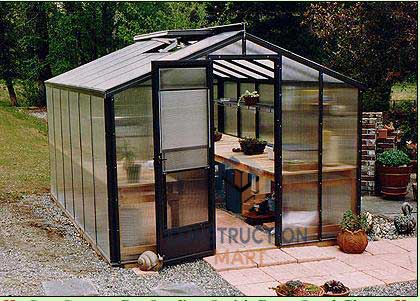 Greenhouse with ConstructionMart anti-fog polycarbonate sheets used for flower growing