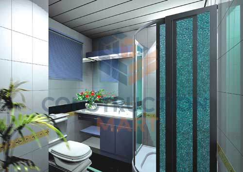 Diamond-textured polycarbonate sheet by Constructionmart applied to a residential shower enclosure, providing a luxurious look with privacy and light diffusion.