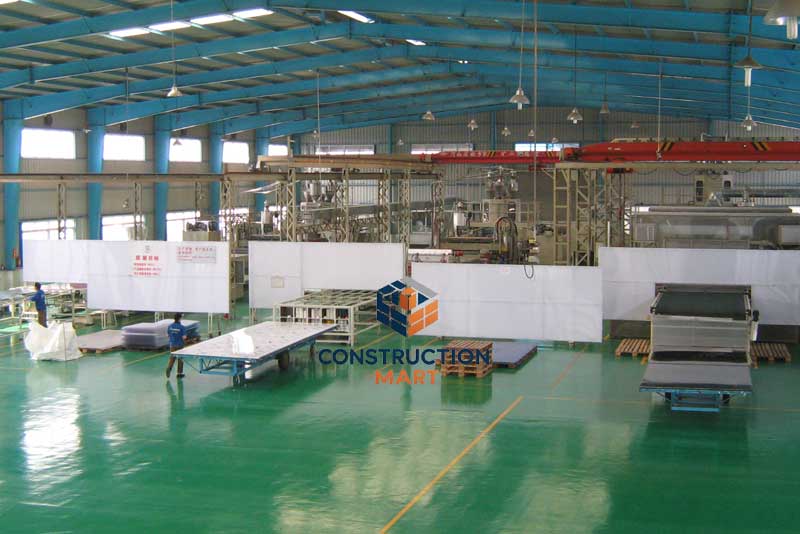 Inside view of Constructionmart’s workshop showing the production line and modern manufacturing process