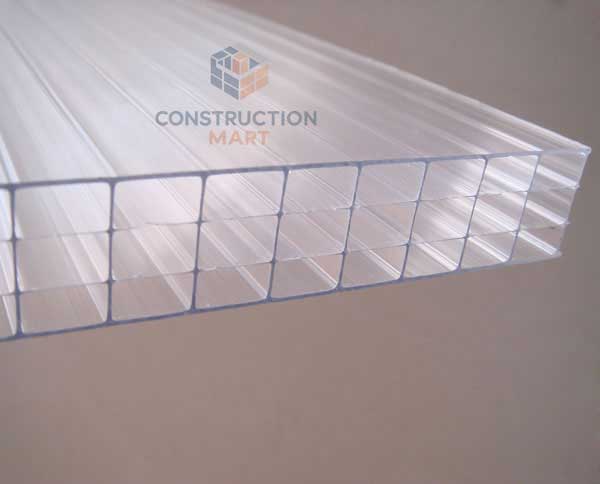 Clear image showing internal structure of transparent four wall polycarbonate sheet used as main category banner