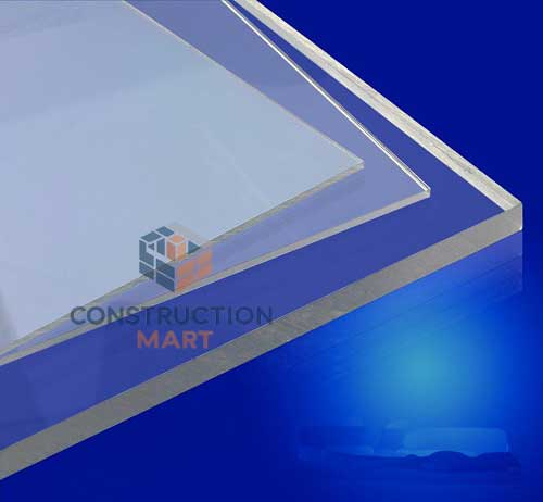Stacked solid polycarbonate sheets from Constructionmart, showcasing a variety of thicknesses and color options available for customization.