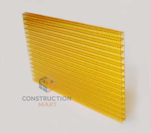 Orange two-layer crystal polycarbonate sheet from Constructionmart used for stylish interior decoration, highlighting its sparkling surface.